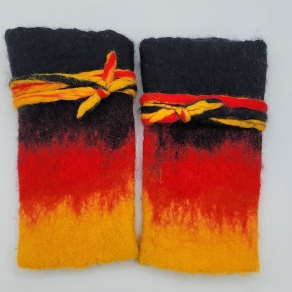 Fingerless Gloves Ombre Wool/Felt #691 - Picture 2 of 7